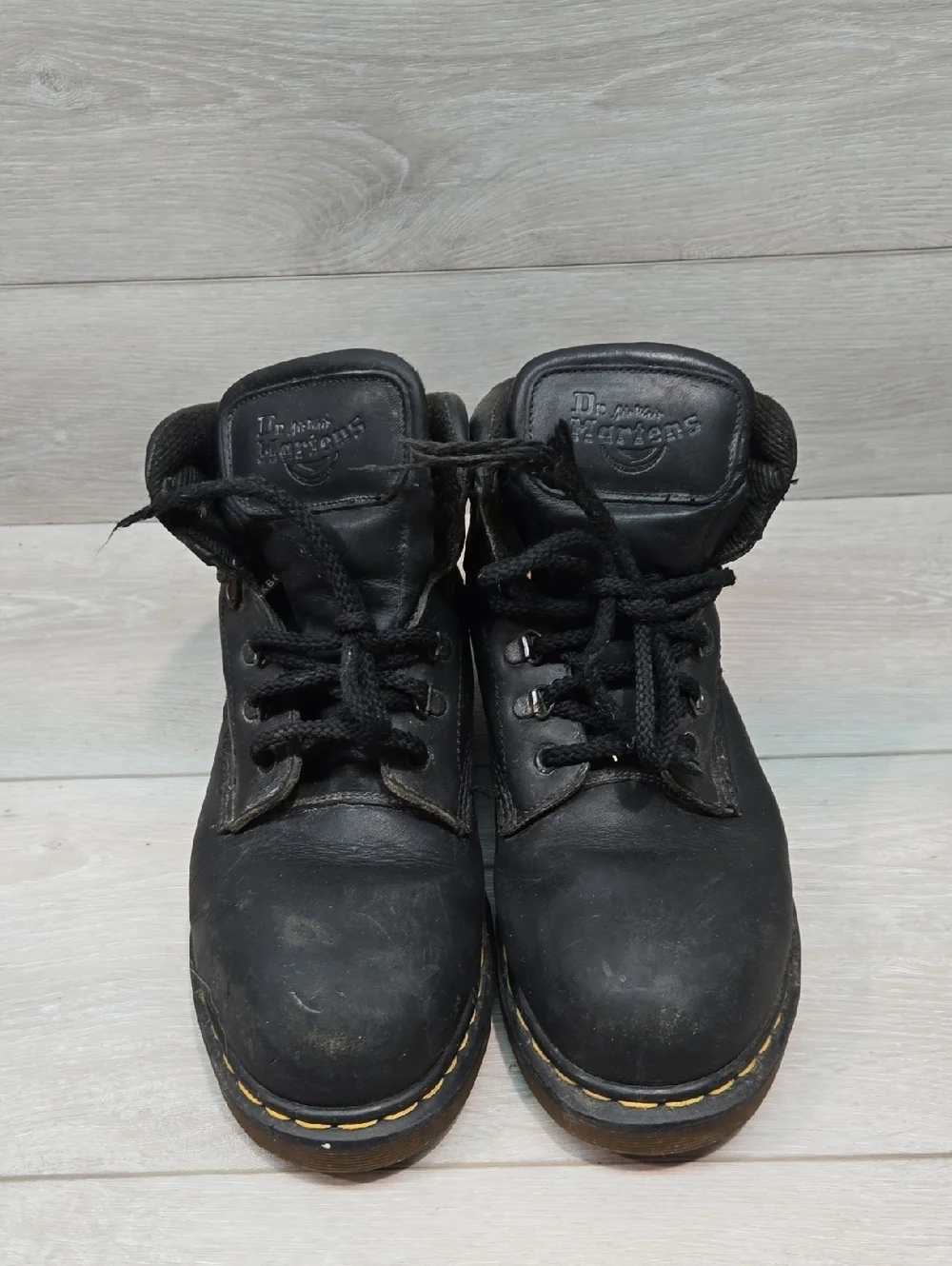 Vintage Dr.Doc.Martens Mens 7735 Black Lace-Up Steel Toe Work Boots Sz UK 7 US 8